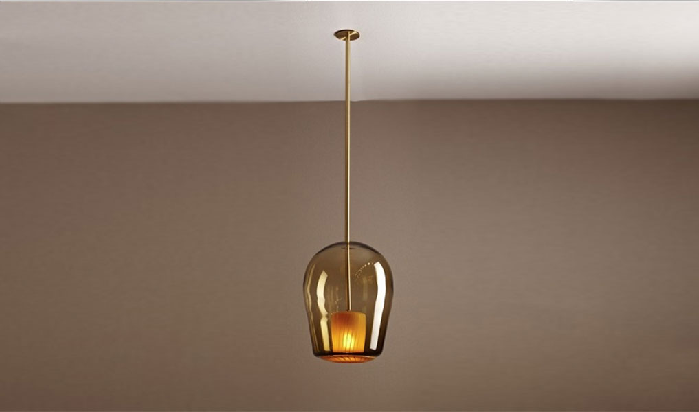Handmade suspended light in hand blown coloured glass | Human Heritage