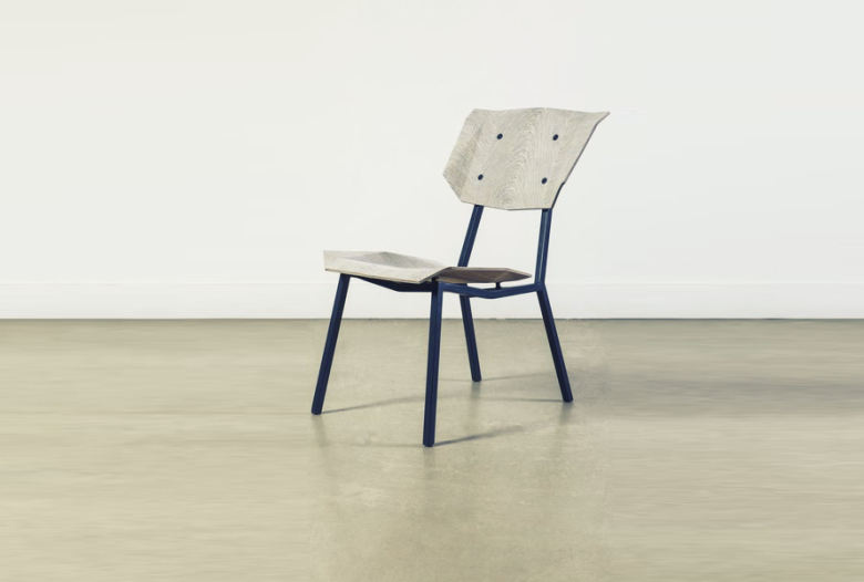 Chair in oak veneer, NewspaperWood veneer and steel | Human Heritage