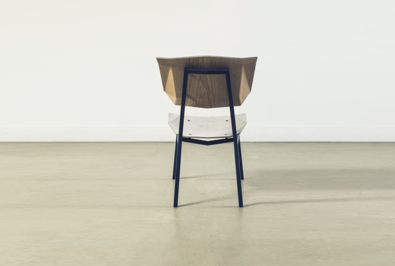 Chair in oak veneer, NewspaperWood veneer and steel | Human Heritage