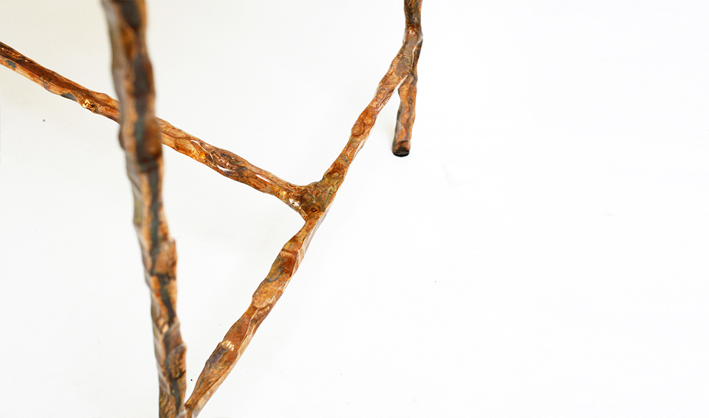 Console in burnt oak, copper-covered metal | Human Heritage