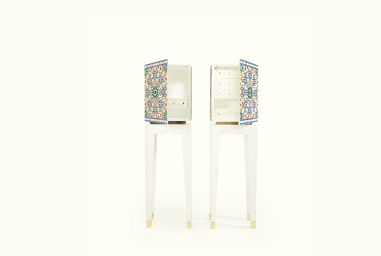 El Ba'ia Cabinet, Corian, Swarovski crystals, Emerald, Sapphire, Topaz and Diamond | Human Heritage