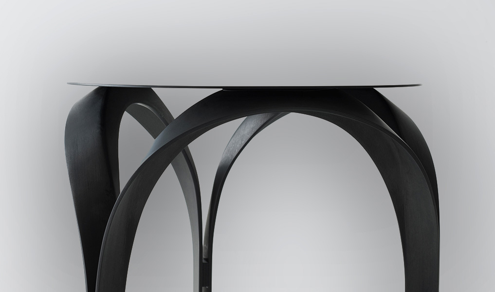 Luxury side table in carbon fiber matte black finish | Human Heritage