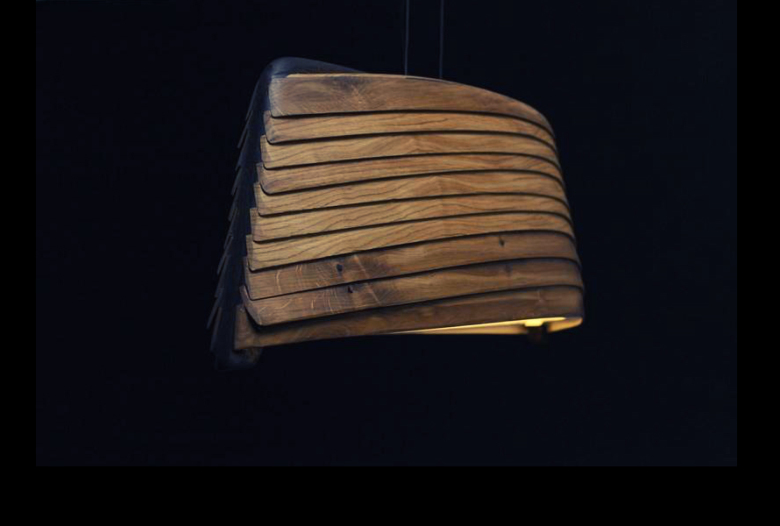 Hanging Lamp in oak or bangkiraï, and polyester | Human Heritage