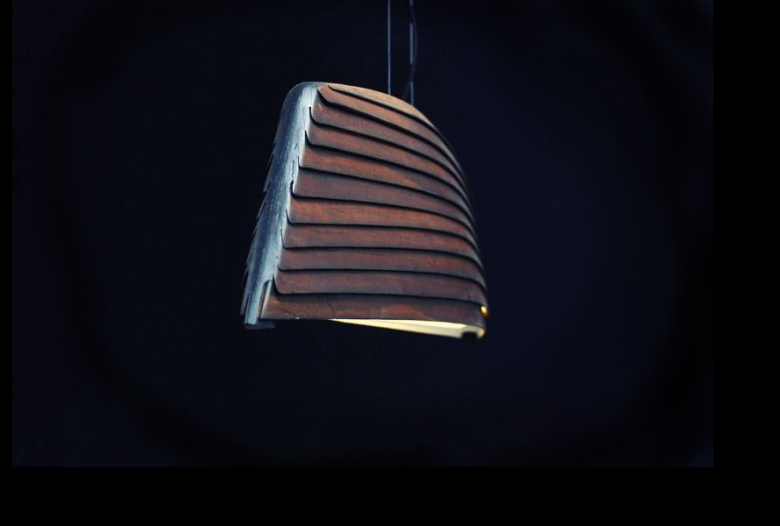 Hanging Lamp in oak or bangkiraï, and polyester | Human Heritage