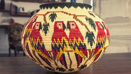 Hosig Di Basket TROPIC, black palm tree, made in Panama, unique piece | Human Heritage