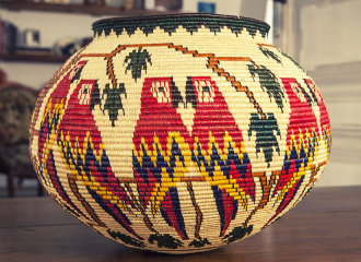 Hosig Di Basket TROPIC, black palm tree, made in Panama, unique piece | Human Heritage