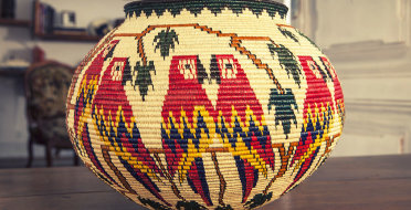 Hosig Di Basket TROPIC, black palm tree, made in Panama, unique piece | Human Heritage