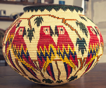 Hosig Di Basket TROPIC, black palm tree, made in Panama, unique piece | Human Heritage