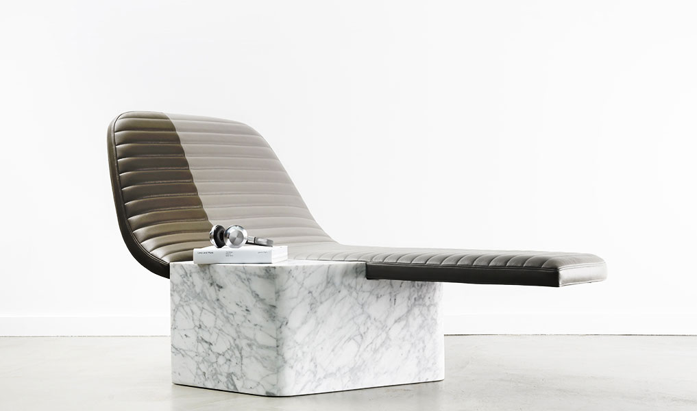 Lounge chair de luxe fait main en cuir et marbre | Human Heritage