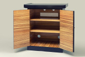 TV cabinet in black lacquer, bronze polished, zebrano | Human Heritage